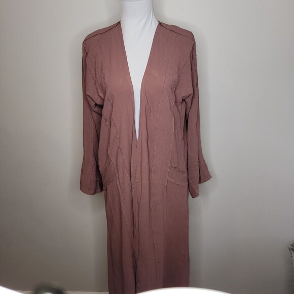 Modest Selections Women Open Front Duster Medium Dusty Rose Abaya Lagenlook - Picture 2 of 13